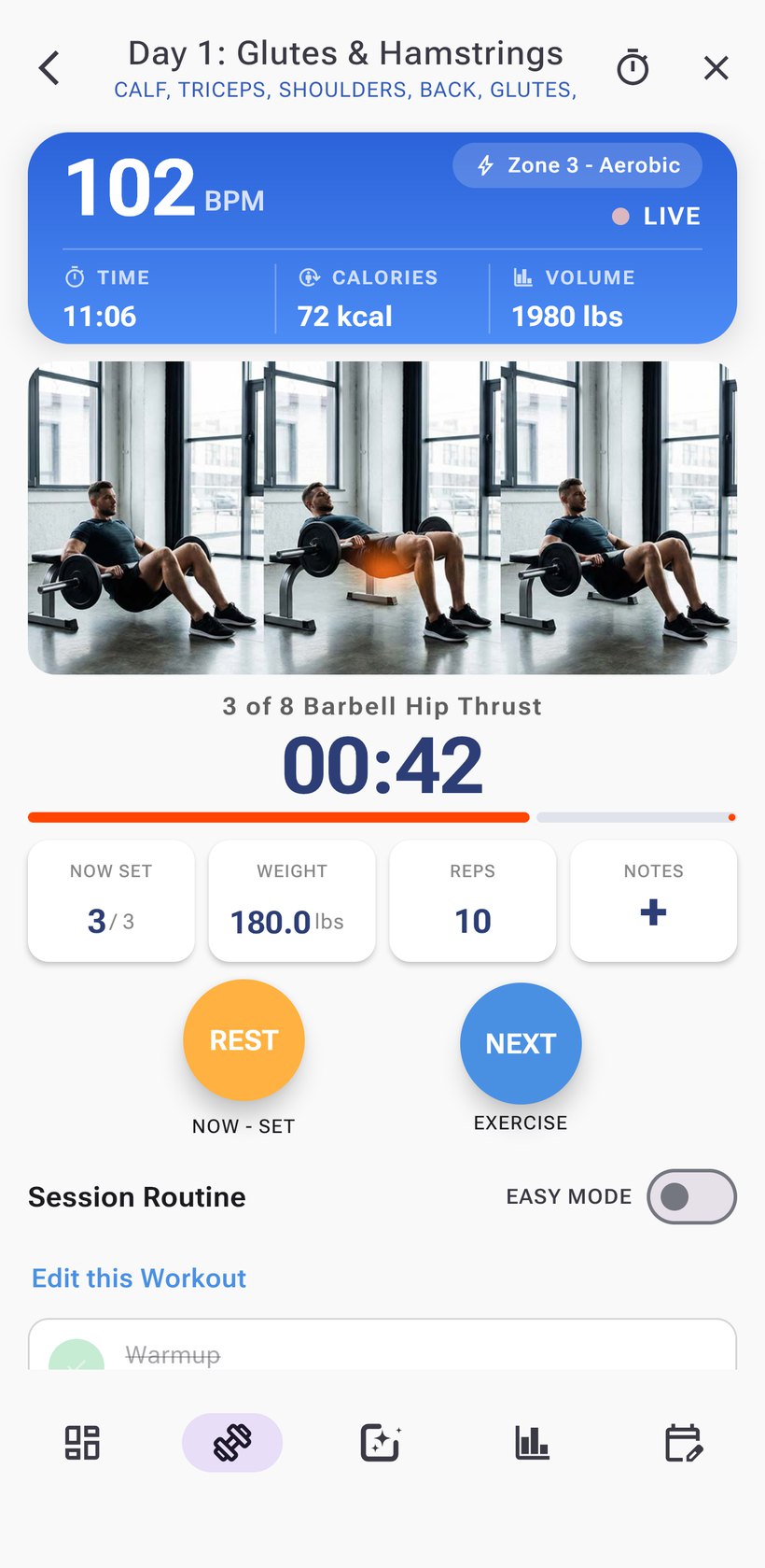 Live heart rate during a workout